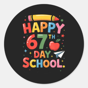 Happy 67 Th Day Of School - I Survived 67 Days Of  Classic Round Sticker