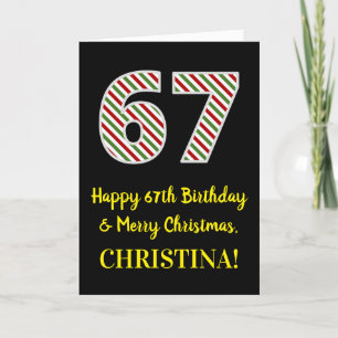 Happy 67th Birthday & Merry Christmas, Custom Name Card