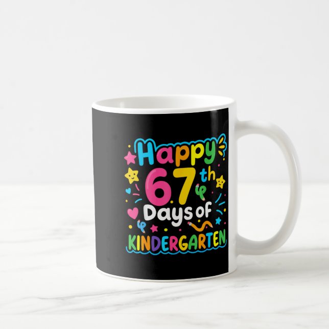 Happy 67th Day Of Kindergarten School Meme 67 Kids Coffee Mug (Right)
