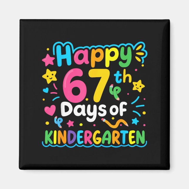 Happy 67th Day Of Kindergarten School Meme 67 Kids Magnet (Front)