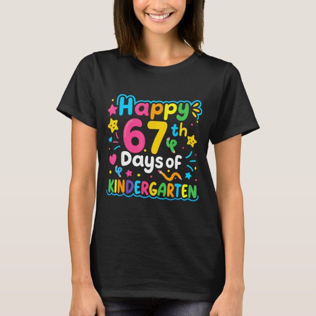Happy 67th Day Of Kindergarten School Meme 67 Kids T-Shirt (Front)