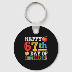 Happy 67th Day Of Kindergarten Teacher Student 67 Key Ring