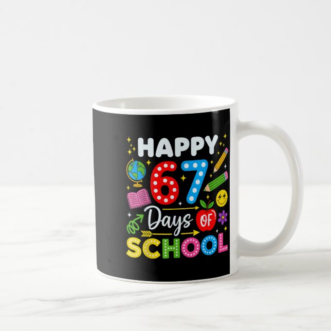 Happy 67th Day Of School 67 Days Of School Kids Bo Coffee Mug (Right)