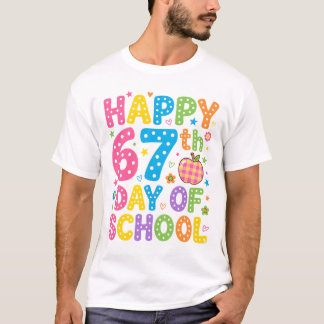 Happy 67th Day of School Colorful Teacher Polka T-Shirt