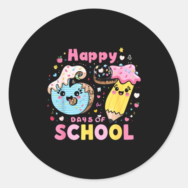 Happy 67th Day Of School Cute Ice Cream 100 Days S Classic Round Sticker (Front)