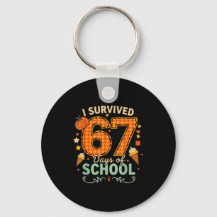 Happy 67th Day Of School Funny Teacher Thanksgivin Key Ring