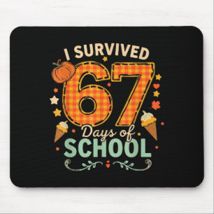 Happy 67th Day Of School Funny Teacher Thanksgivin Mouse Mat