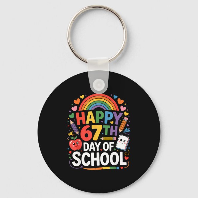 Happy 67th Day Of School Meme 67 Days Of School Ra Key Ring (Front)