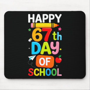 Happy 67th Day Of School Teacher Kids Six Seven 6  Mouse Mat