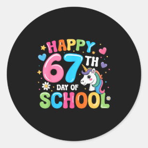 Happy 67th Day Of School Teachers Students 67 Meme Classic Round Sticker