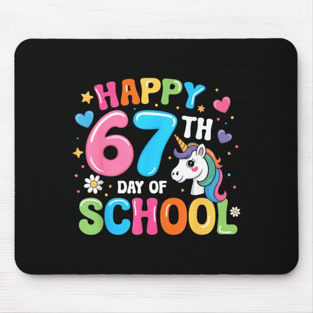 Happy 67th Day Of School Teachers Students 67 Meme Mouse Mat (Front)