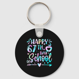 Happy 67th Day Of School Tie Dye Rainbow 67 Days S Key Ring