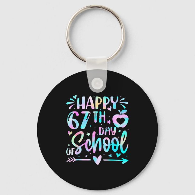 Happy 67th Day Of School Tie Dye Rainbow 67 Days S Key Ring (Front)
