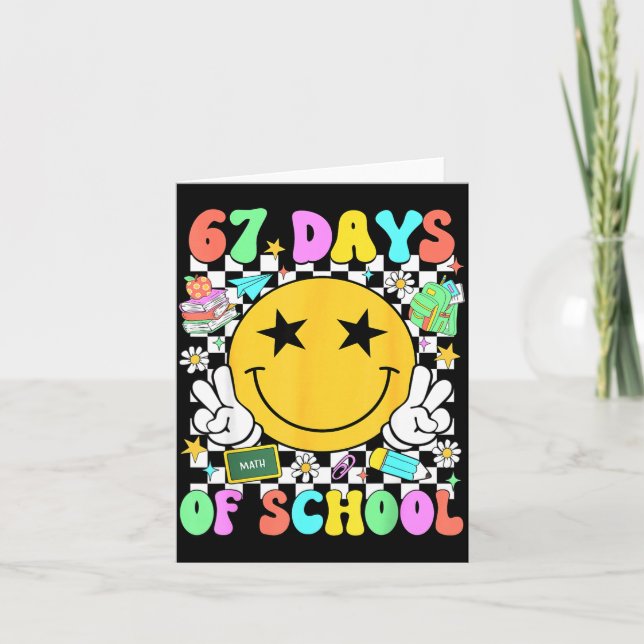 Happy 67th Day Of School Vibes Smile Face 67 Days  Card (Front)