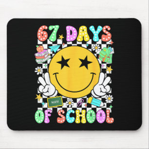 Happy 67th Day Of School Vibes Smile Face 67 Days Mouse Mat