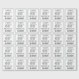 HAPPY 68TH BIRTHDAY; Art Deco Style; Custom Name Wrapping Paper