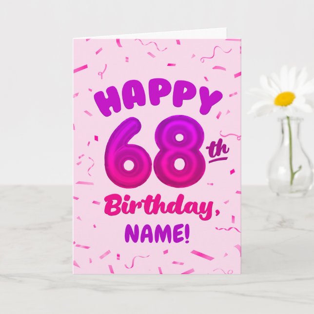 Happy 68th Birthday Card with Custom Name (Small Plant)