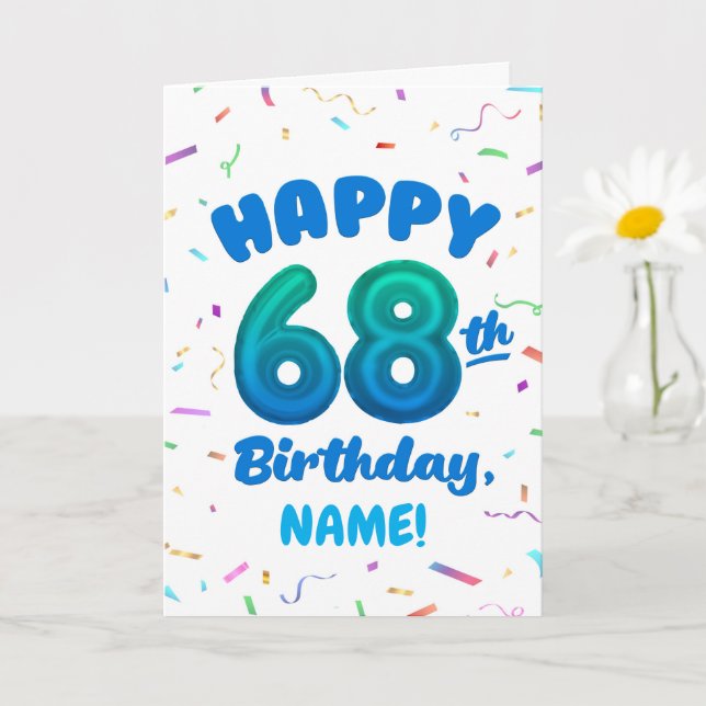 Happy 68th Birthday Card with Custom Name (Small Plant)