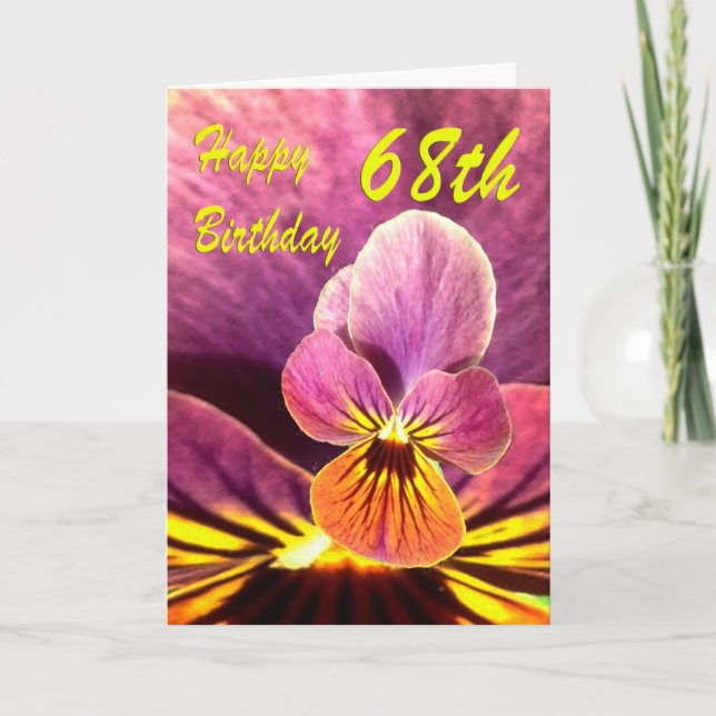 Happy 68th Birthday Flower Pansy Card (Front)