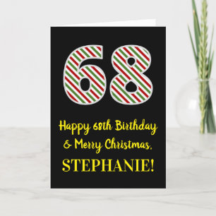 Happy 68th Birthday & Merry Christmas, Custom Name Card
