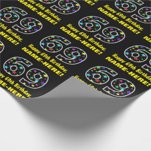 Happy 69th Birthday, Fun Colorful Stars Pattern 69 Wrapping Paper