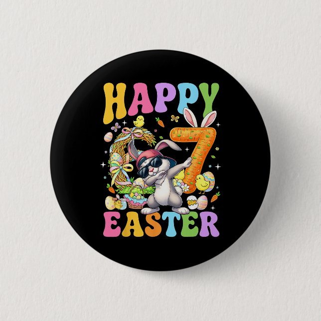 Happy 6 7 Easter Funny Bunny Dabbing Happy Easter  Cm Round Badge (Front)