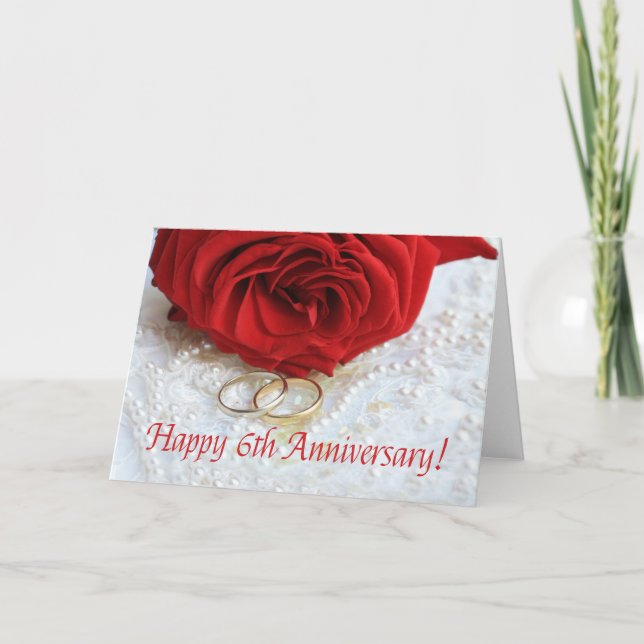 Happy 6th Anniversary roses Card (Front)