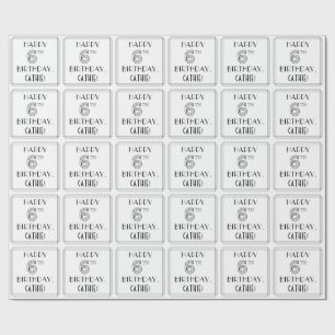HAPPY 6TH BIRTHDAY; Art Deco Style; Custom Name Wrapping Paper