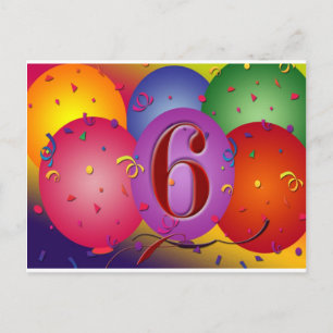 Happy 6th Birthday Balloons! Postcard