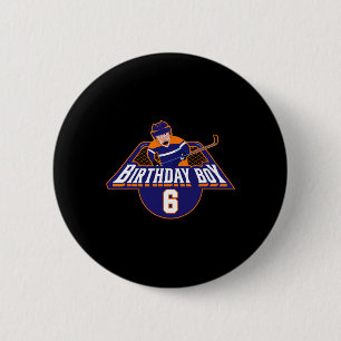 Happy 6th Birthday Boy Hockey Player Ice Hockey Th 6 Cm Round Badge