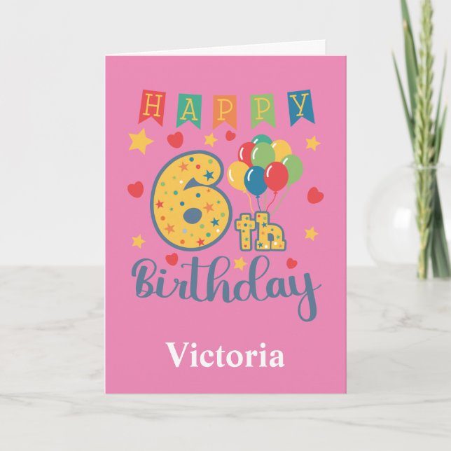 Happy 6th Birthday Card (Front)