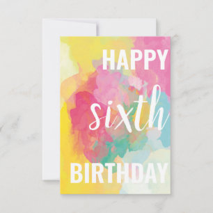 Happy 6th Birthday Card ("Watercolour Gradients")