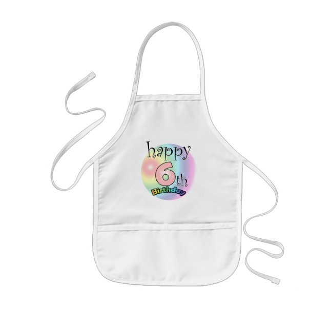 Happy 6th Birthday (pink) Kids Apron (Front)