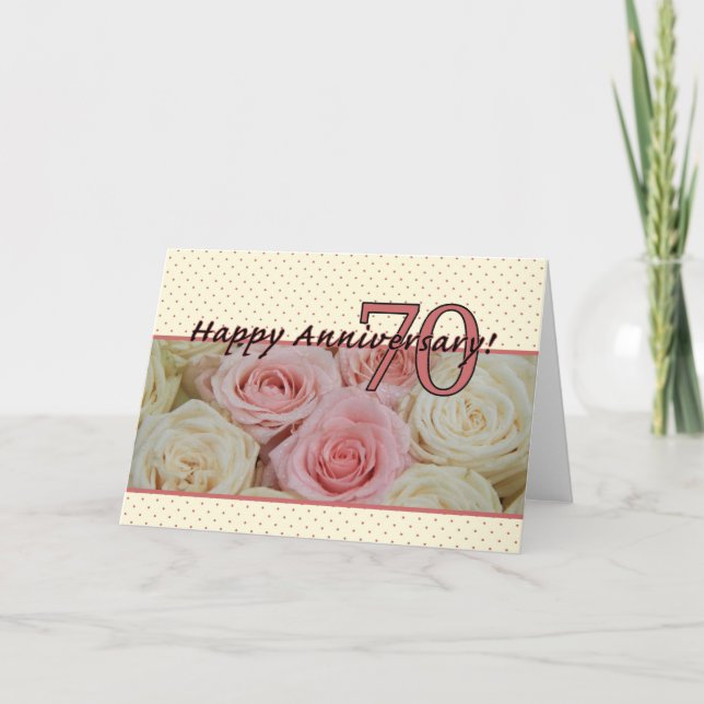 Happy 70th Anniversary roses Card (Front)