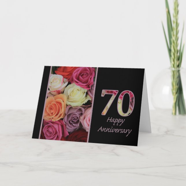 Happy 70th Anniversary roses Card (Front)