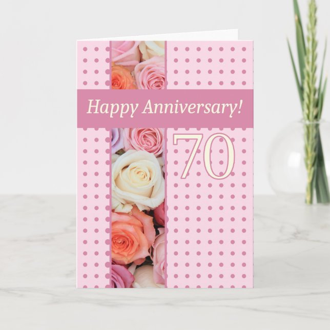 Happy 70th Anniversary roses Card (Front)