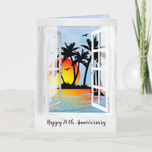 Happy 70th Anniversary Tropical Window Card