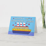 Happy 70th Birthday Carol Crusie Ship Card<br><div class="desc">A cartoon of a cruise ship. From the funnels of the ship smoke is billowing in the shape of 'Happy 70th Birthday Carol'.</div>