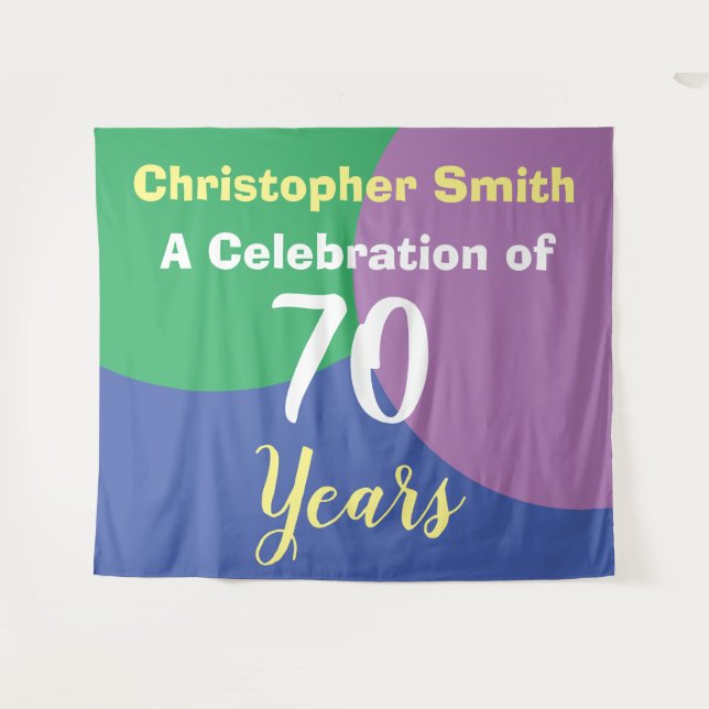 Happy 70th Birthday Celebration Tapestry (Front (Horizontal))