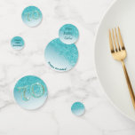Happy 70th Birthday Chic Teal Blue Glitter Confetti<br><div class="desc">Chic Falling Teal Blue Glitter with teal blue gradient,  shiny stars and photo.
Great for a fun 70h Birthday Party.</div>