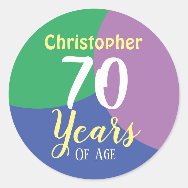 Happy 70th Birthday Classic Round Sticker (Front)