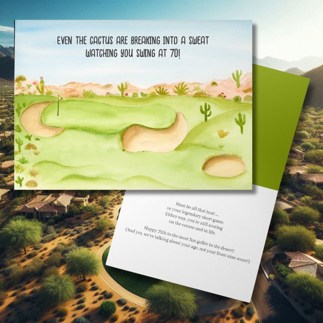 Happy 70th Birthday Desert Golf Course Watercolor Card (Creator Uploaded)