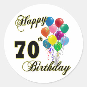 Happy 70th Birthday Gifts and Birthday Apparel Classic Round Sticker