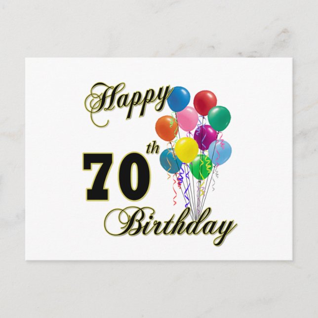 Happy 70th Birthday Gifts and Birthday Apparel Postcard (Front)