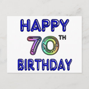 Happy 70th Birthday Gifts in Balloon Font Postcard