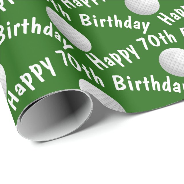 Happy 70th Birthday golf balls Wrapping Paper (Roll Corner)