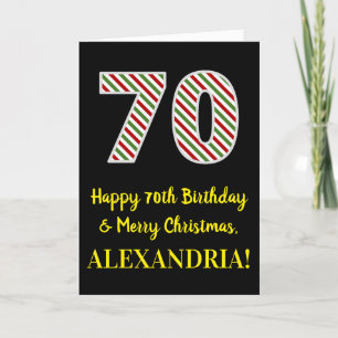 Happy 70th Birthday & Merry Christmas, Custom Name Card