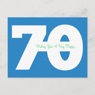 Happy 70th Birthday Milestone Postcards - in Blue
