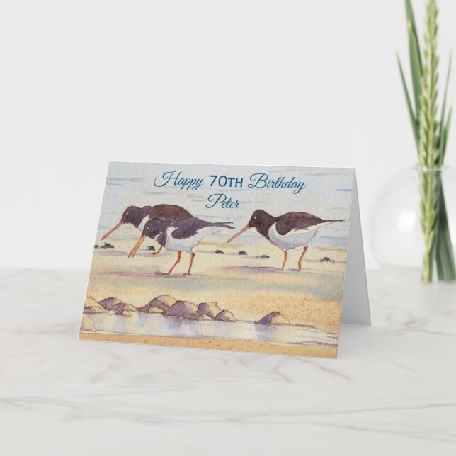 Happy 70th Birthday Oystercatcher Bird Animal Card (Front)