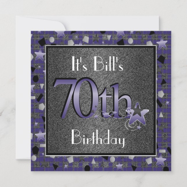 Happy 70th Birthday Party Invitation For Him (Front)